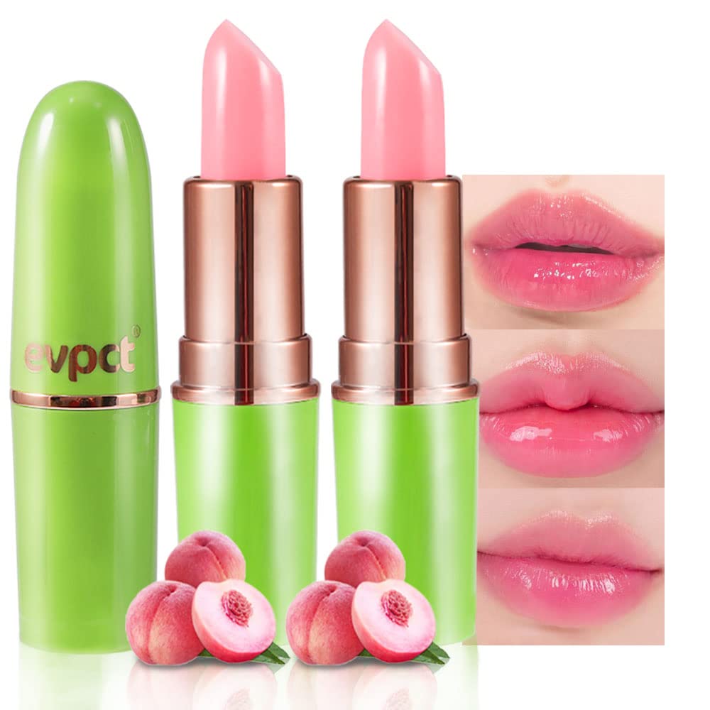 evpct 2Pcs Peach Color Changing Tinted Lip Balms